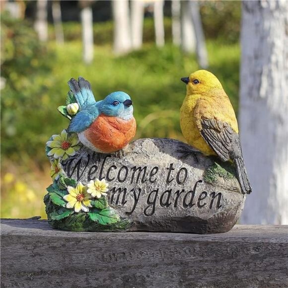 Bird Garden Decor, Welcome Sign Sculptures Statues for Yard Decorations - Picture 7 of 7